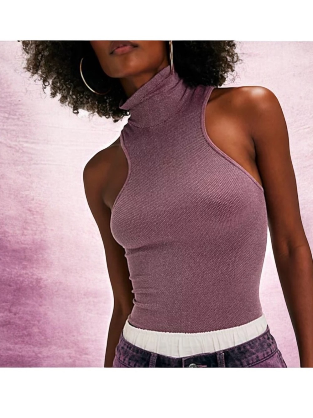 FREE PEOPLE ALWAYS READY SEAMLESS RACERBACK TURTLENECK TOP